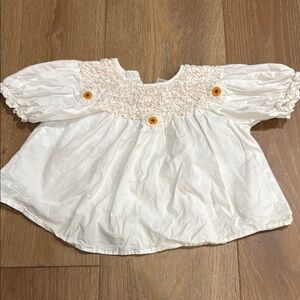 Zara White Smocked Kids Top